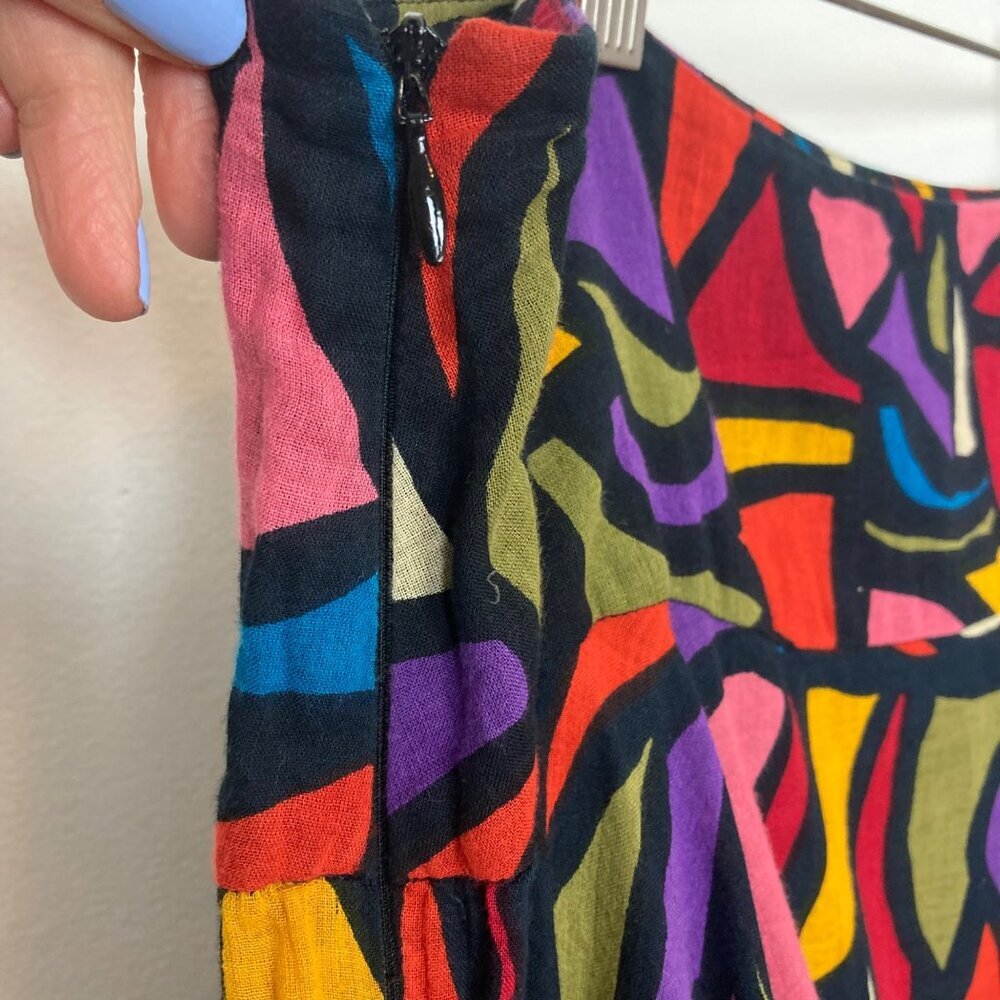 Vintage French Connection Colorful Boho Midi Skirt Womens 12 Cotton Flowy Lined - Picture 4 of 10